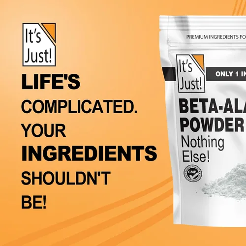 Vista 5 de It's Just! - Polvo de beta-alanina, suplemento previo al entrenamiento, 8.82 oz a granel, sin sabor, 3000 mg por porción (83 porciones)