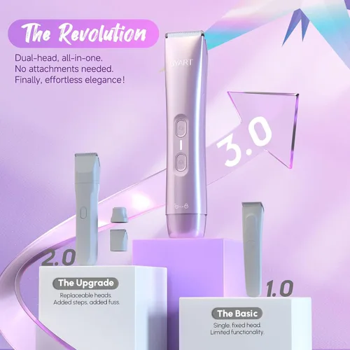 Vista 5 de Maquinillas de afeitar eléctricas para mujer, recortadora de vello corporal y facial 2 en 1, uso húmedo y seco, afeitadora inalámbrica para piernas