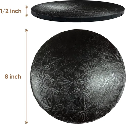 Vista 2 de Cakebon Tablas redondas para tartas – Tambores resistentes de 1/2 pulgada de grosor – Base profesional de 8 pulgadas para bordes completamente