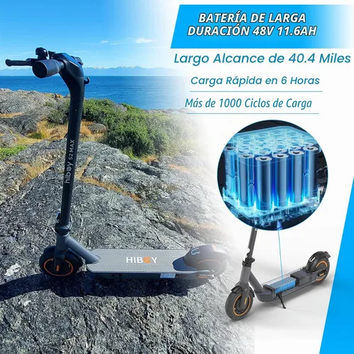 Vista 3 de Hiboy S2 MAX Adult Electric Scooter, 500W Motor, 40.4 Miles Long Range 19 Mph Top Speed, 10" Pneumatic Tire, Foldable Commuter E-Scooter with Dual