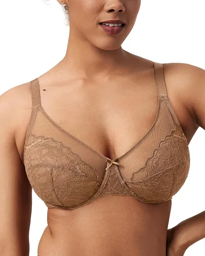 Vista 26 de HSIA Sujetadores minimizadores para mujer Enchante Lace Underwire Bra para Beige almendra