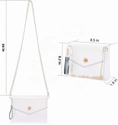 Vista 5 de MOETYANG Bolso transparente de embrague transparente Crossbody Bolsas de hombro Bolsas aprobadas por estadios Oro11