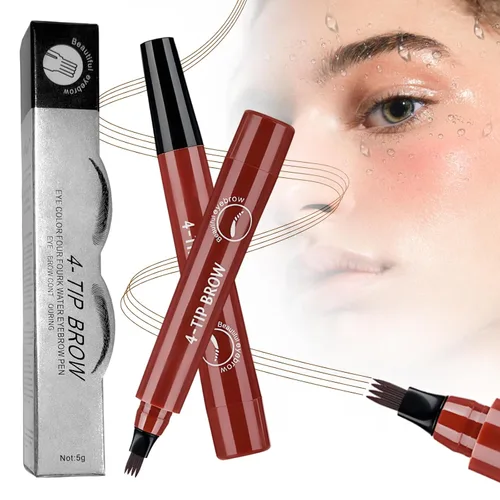 Vista 10 de 2 lápices de cejas Microblading para mujer, lápiz de cejas Microblading impermeable mejorado con 4 tenedores, lápices mágicos de cejas mágicos
