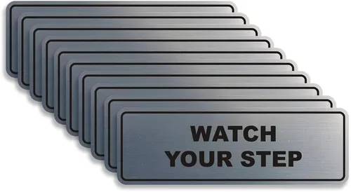 Vista 52 de Signs ByLITA Letrero estándar para pared o puerta con texto en inglés «Watch Your Step», señalización de salud y seguridad (negro), mediano