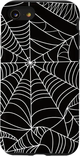 Vista 18 de iPhone 12/12 Pro blanco y negro araña web Único estuche de Halloween de Artsy moderno