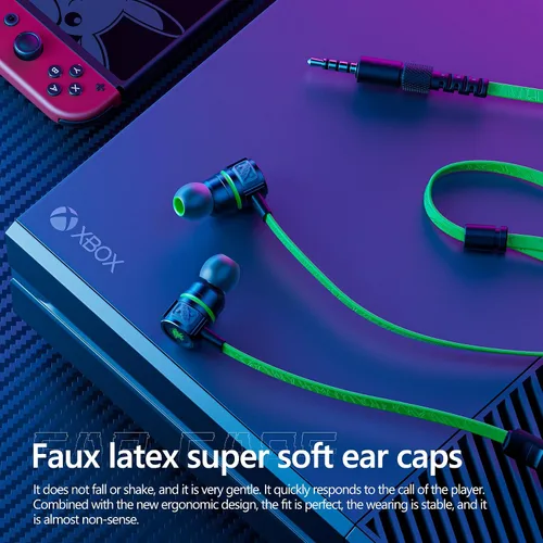 Vista 6 de Auriculares con cable para juegos, audífonos internos con micrófono y control de volumen, doble conector USB C y 3.5mm, para orejas pequeñas