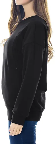 Vista 2 de Smallshow Sudadera de maternidad con capucha para lactancia, manga larga, para mujer Negro