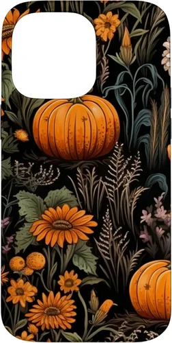 Vista 21 de iPhone 16 Autumn Flower Fall Halloween Spooky Pumpkin Floral Themed Case