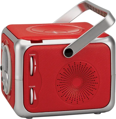 Vista 2 de Jensen CD-555RS Rojo Reproductor de CD Bluetooth Boombox Sistema de Música Bluetooth Portátil con Reproductor de CD + CD-R/RW y Radio FM con Entrada