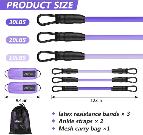 Vista 6 de Bandas de resistencia para entrenamiento, correa de tobillo con bandas de ejercicio, bandas de terapia física para entrenamiento de fuerza, yoga
