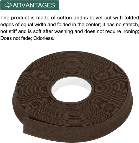 Vista 402 de MECCANIXITY Cinta al bies de doble pliegue de 1/2 pulgada de poliéster continuo a granel para costura, costura, dobladillo, encuadernación y Beige