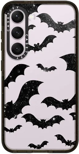 Vista 94 de CASETiFY Funda de impacto para Galaxy S22+ - Adhesivo Aries Moross, color negro transparente