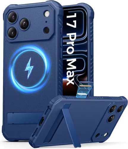 Vista 15 de ASAFCASE - Funda para iPhone 17 Pro con soporte, compatible con MagSafe, color negro Camera Control Button, Military Grade Shockproof, Full Camera