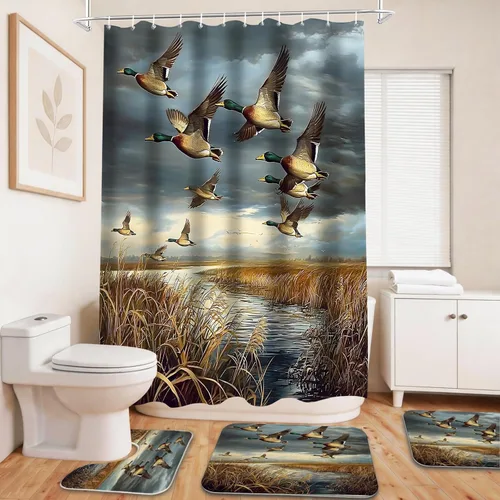 Vista 7 de Cool Modern - Juego de portaaviones para niños con cortina de ducha náutica militar y alfombras de 20 x 31 pulgadas, accesorios de baño, decoración