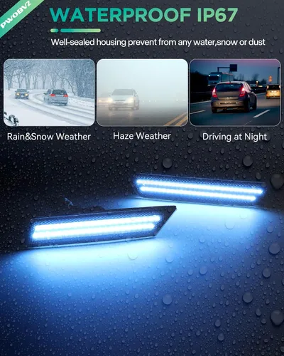 Vista 7 de Luz de Marcador Lateral Azul Compatible para 5ta Generación Chevy Camaro 2010 2011 2012 2013 2014 2015, Luces de Parachoques Delanteras y Traseras