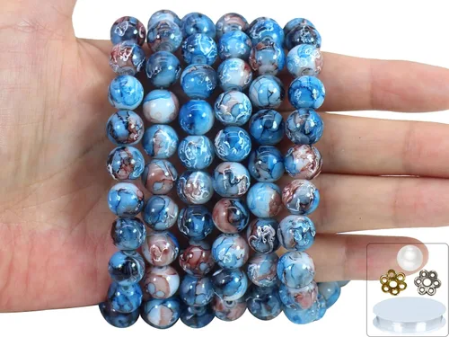 Vista 17 de Cuentas de vidrio de 0.157 pulgadas a granel para hacer joyas, 4700 piezas redondas de cuentas de jade de imitación para pulseras y pulseras