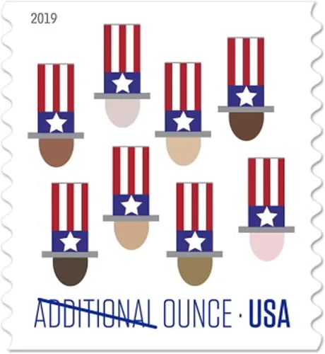 Vista 2 de 2017 Uncle Sam's Hat - Sellos postales de USPS de onzas adicionales, 5 hojas de 20 (100 sellos)