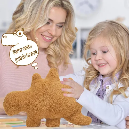 Vista 4 de Almohada de Nugget de pollo en forma de dinosaurio, 3 piezas de Nugget de pollo en forma de dinosaurio de peluche para niños, adultos y novias