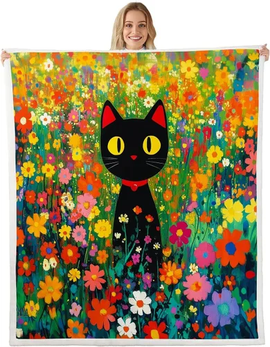 Vista 12 de Manta de perro salchicha de dibujos animados, bonita manta de felpa para decoración de sala de estar, flores de jardín en acuarela, sofá, cama