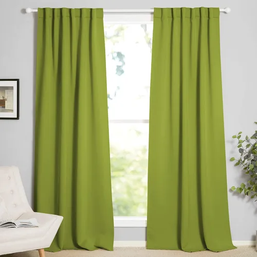 Vista 11 de Cortinas opacas con bolsillo para barra, para oscurecer la habitación, con aislamiento térmico, para sala, comedor, sala de estar, abiertas, 100%