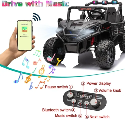 Vista 5 de FINITO Juguetes de paseo de 24 V para niños grandes, camión volquete eléctrico y pala extra, auto de juguete eléctrico para niños, auto de juguete