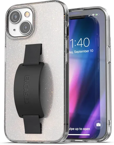 Vista 5 de ENCASED Funda con lazo para los dedos, diseñada para iPhone 15 Plus (2023), funda transparente con correa de mano con soporte de silicona suave al