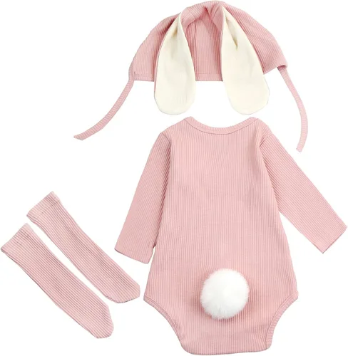 Vista 5 de AGQT Babys Bunny Costume Easter Halloween Outfit Set Size 0-24 Months
