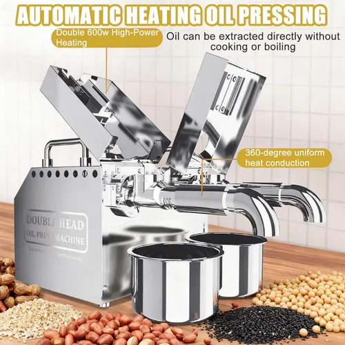 Vista 3 de Máquina de prensa de aceite eléctrica de doble salida, rendimiento de nueces duras/semillas - Extractor automático de aceite - Máquina expulsora