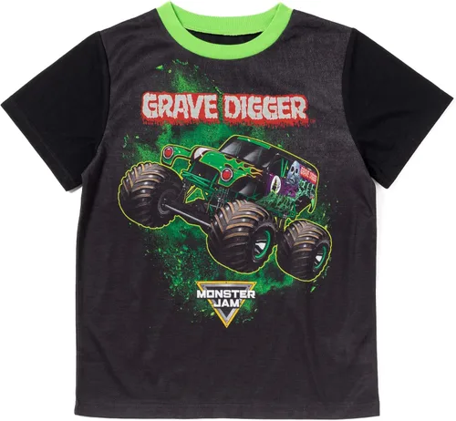 Vista 2 de Monster Jam Grave Digger Megalodon El Toro Loco - Camisa de pijama y pantalones cortos