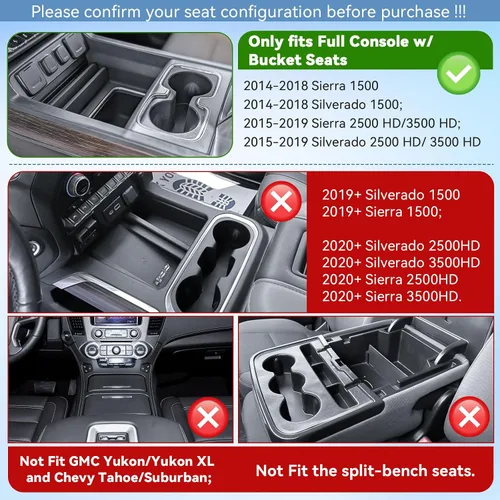 Vista 2 de EDBETOS Bandeja Organizadora de Consola Central Compatible con Accesorios Chevy Silverado/GMC Sierra 1500 2014-2018 2015-2019 Silverado/Sierra