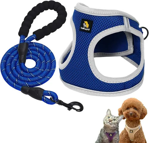 Vista 8 de BELLA & PAL Arnés de chaleco con entrada por pasos para perros pequeños y medianos, arnés para perros pequeños sin tirones con juego de correa