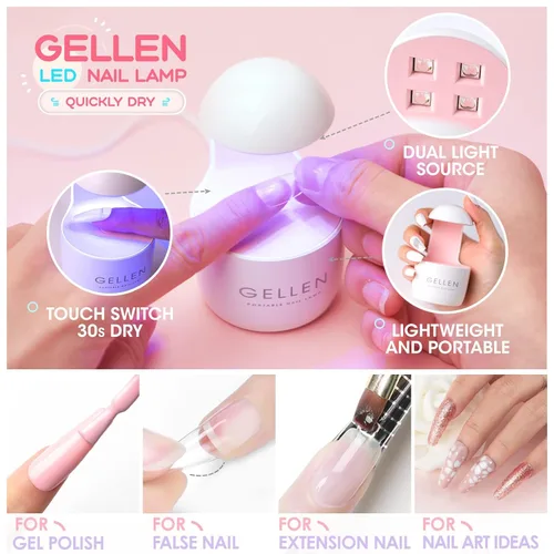 Vista 6 de Gellen kit de extensión de uñas en gel, kit de uñas en gel con 240 puntas de almendra, pegamento UV 3 en 1 para puntas de uñas, dehidratador