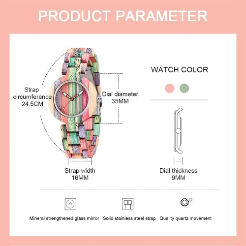 Vista 43 de Dentily Relojes de madera natural para mujer, reloj de cuarzo hecho a mano, reloj de pulsera único deportivo para mujer
