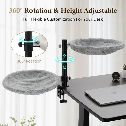 Vista 3 de PAWZ Road Hamaca para cama de escritorio para gatos con rotación de 360° y Gris