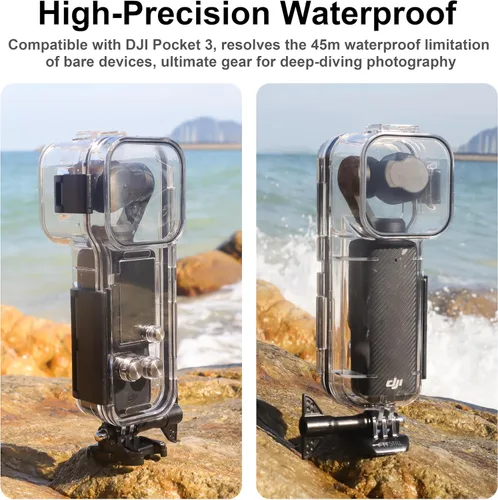 Vista 7 de FitStill Funda de buceo impermeable compatible con DJI Osmo Pocket 3,147FT/45M carcasa protectora subacuática con soporte de montaje Pocket3 Kit
