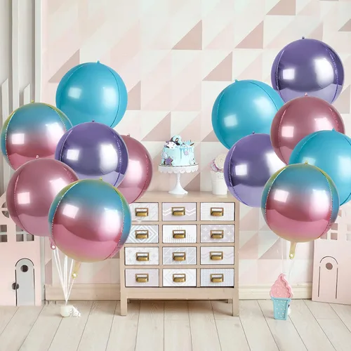 Vista 3 de Globos metálicos grandes de oro rosa de 15 pulgadas, paquete de 6 globos de tereftalato de polietileno, guirnalda de globos, globos de aluminio