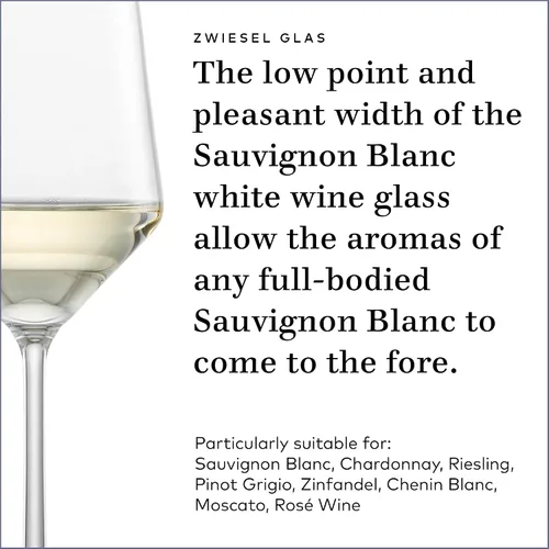 Vista 3 de ZWIESEL GLAS Pure Saugivnon Blanc - Copas de vino blanco (juego de 4), elegantes copas de vino para vino blanco, vasos de cristal Tritan aptos