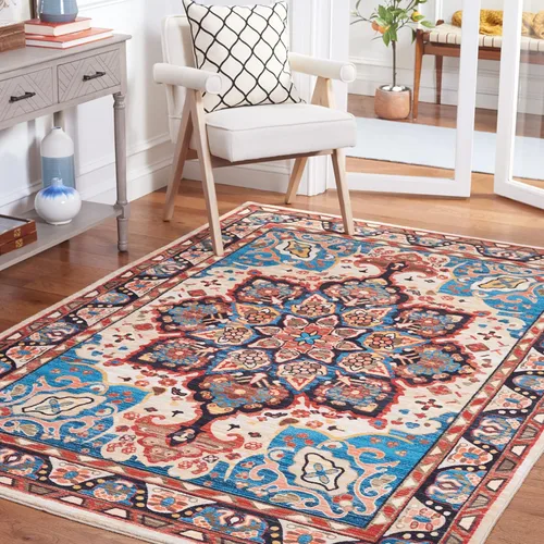 Vista 28 de SAFAVIEH Riviera Collection - Alfombra lavable de 2 pies 2 pulgadas x 9 pies, beige y carbón, antideslizante y fácil de limpiar, ideal para sala