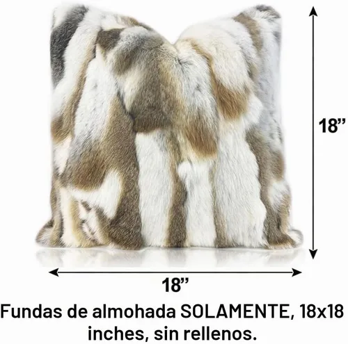 Vista 2 de Fundas de almohada de piel natural auténtica, almohadas suaves y peludas, funda de almohada de piel de conejo real, acogedora funda de cojín de piel