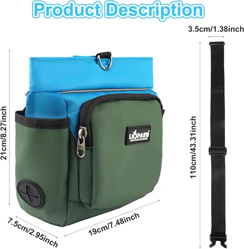 Vista 2 de LIOPARD Bolsa de golosinas para perros, bolsa de entrenamiento para pasear mascotas, bolsa de golosinas para mascotas con forro de silicona, cierre