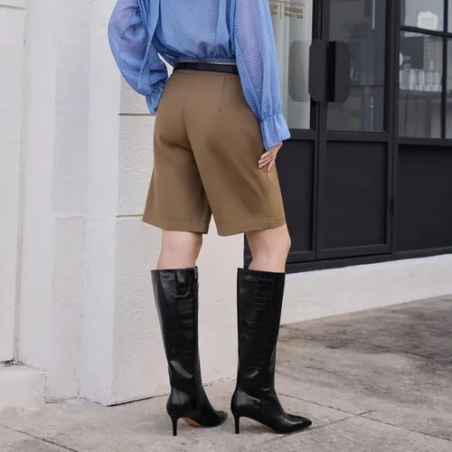 Vista 25 de wetkiss Botas altas hasta la rodilla para mujer, con tacón de gatito y diseño de punta puntiaguda, clásicas y sexys
