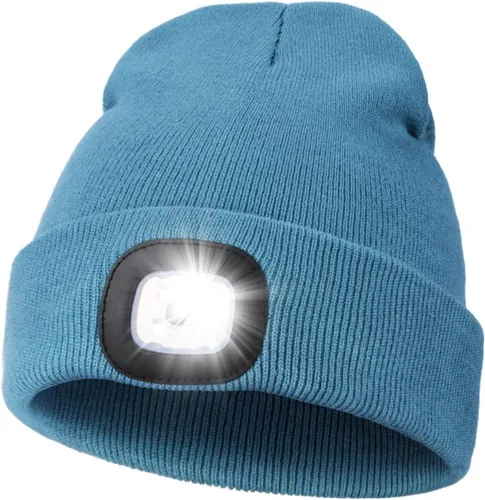Vista 38 de MELASA Gorro unisex con luz, recargable por USB, manos libres, gorro LED, regalos de invierno para hombres Tinte amarillo albaricoque