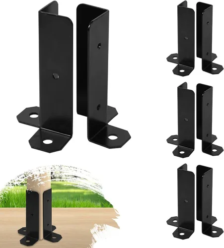Vista 9 de 4 soportes de base de poste ajustables para postes de 1.5 x 1.5, 2 x 2, 2 x 4, 4 x 4, soportes de base de anclaje para postes de cubierta de madera