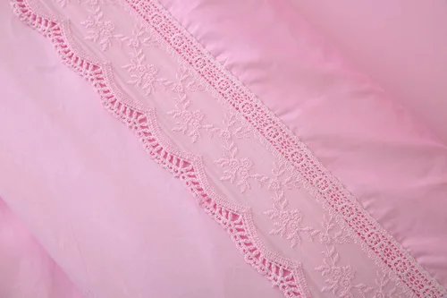 Vista 4 de Fundas de almohada de encaje rosa, fundas estándar de algodón, fundas de almohada Shabby Chic para cama, princesa francesa de campo, 2 unidades, 20