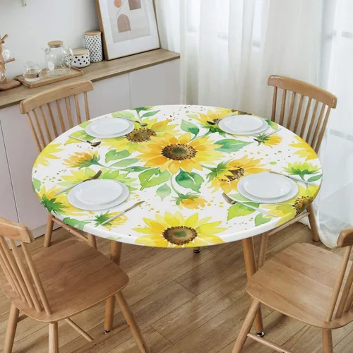 Vista 26 de Decorative Round Tablecloth Fitted Elastic 26" - 30" Butterfly Waterproof Table Cloth Cover Stretch Table Pad Cover for Parties Weddings Banquet