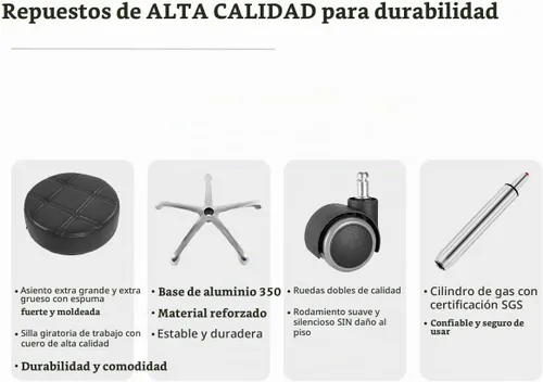 Vista 6 de Grace&Grace Taburete giratorio de altura ajustable con asiento extra grande extra grueso para máxima comodidad para salón, estudio, tienda, cocina