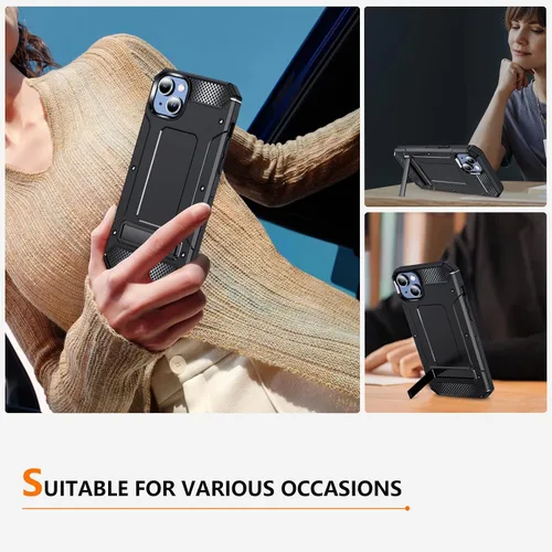 Vista 6 de HNHYGETE Funda para iPhone 13 con protector de pantalla, resistente y resistente contra caídas, cubierta trasera para iPhone 14 (negro)