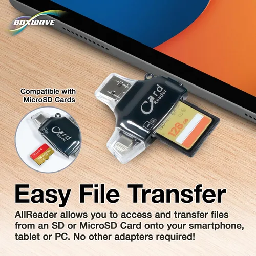 Vista 3 de BoxWave Gadget inteligente compatible con Leapfrog LeapPad Academy - AllReader lector de tarjetas SD, lector de tarjetas microSD Compact USB - Negro