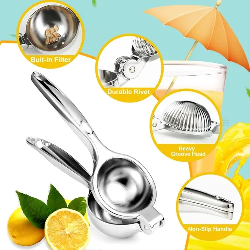 Vista 5 de Exprimidor manual de la prensa de cítricos, exprimidor de limón de metal resistente, herramienta de la barra de la cocina de la prensa de la mano