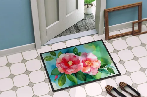 Vista 4 de Caroline's Treasures DAC1621MAT - Felpudo con diseño de camelia en acuarela de 18 x 27 pulgadas, tapete para puerta delantera, para interiores